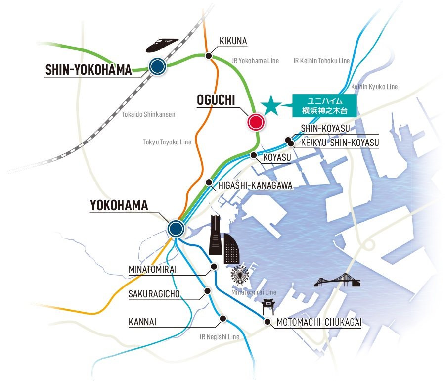W-ACCESS
「横浜」駅・「新横浜」駅へ2駅直通のアクセシビリティ｡