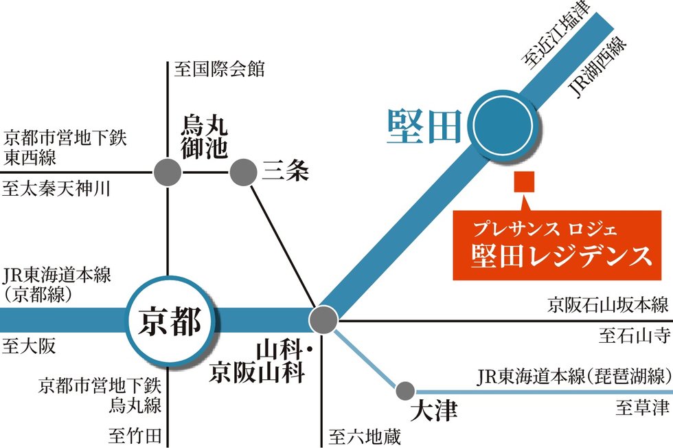 ｢堅田｣駅へ徒歩5分のフラットアクセス
｢京都｣駅へは直通24分
