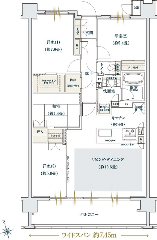 グランリビオ沢見ザ・レジデンス 間取り Eタイプ