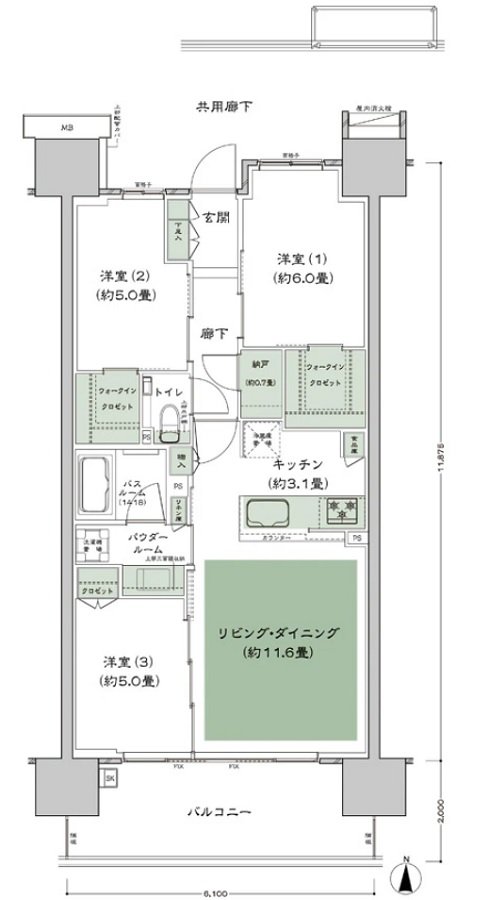 シティテラス赤羽THE EAST／THE WEST 間取り B-F5-標準 type