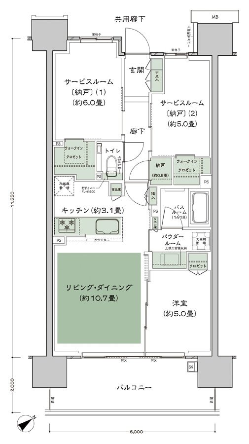 シティテラス赤羽THE EAST／THE WEST 間取り C-I1-標準 type