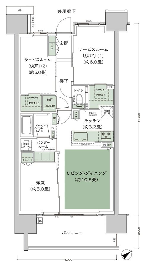 シティテラス赤羽THE EAST／THE WEST 間取り C-H-標準 type