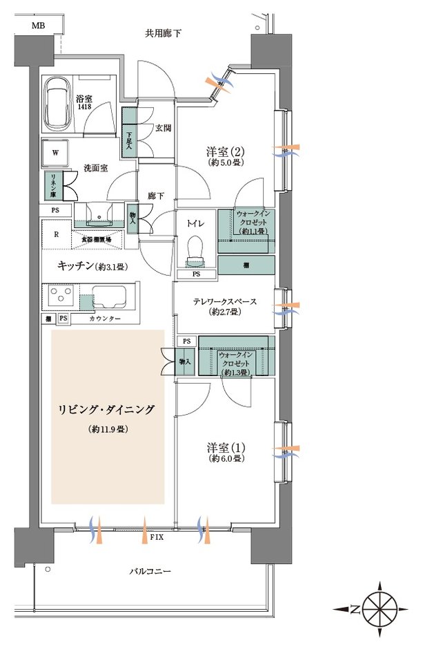 パークホームズ志木コンフォートテラス 間取り Tタイプ