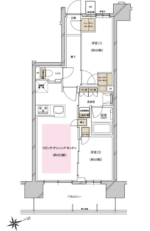 プレシス阿倍野阪南町 間取り Bタイプ/イースト