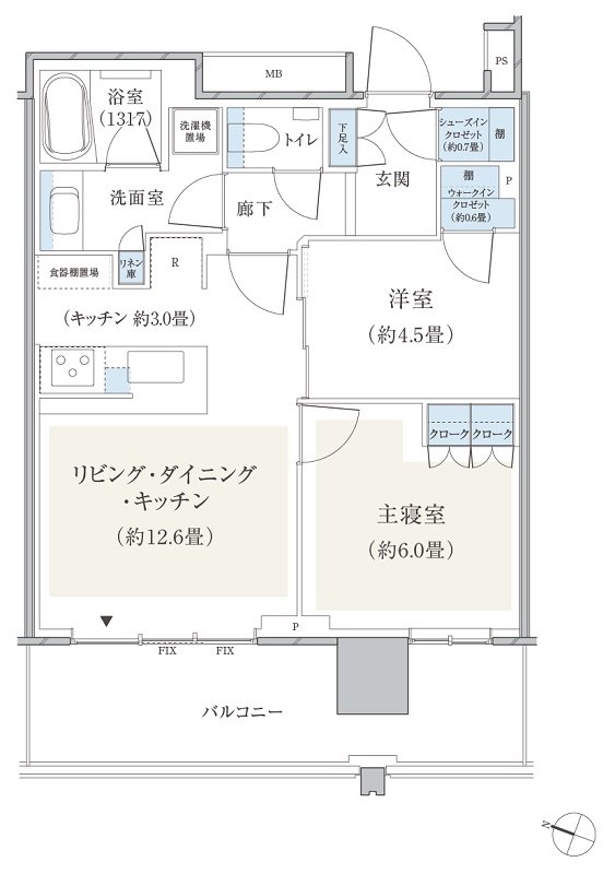 パークシティ小岩　ザ　タワー 間取り 54Wタイプ