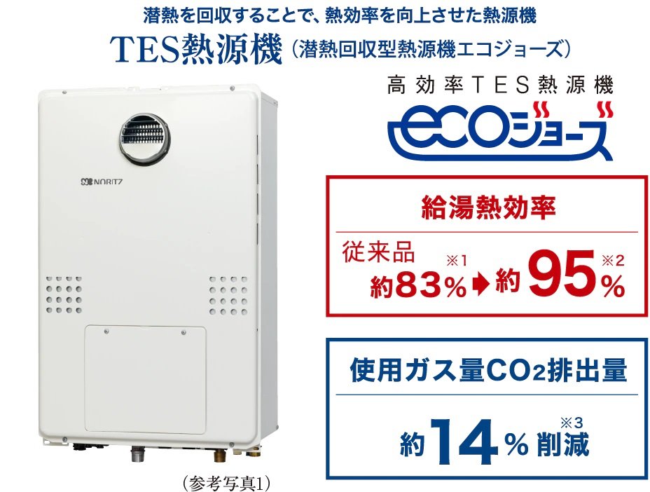 東京ガスの高効率ガス給湯器「エコジョーズ」