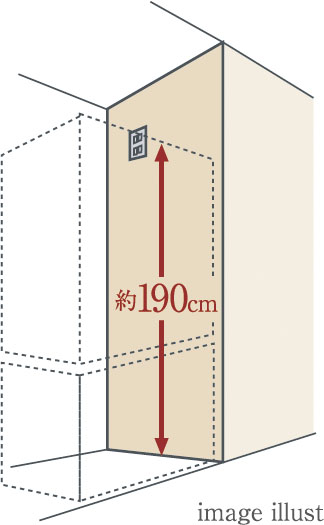冷蔵庫のコンセントを床から約190mの高さに設置