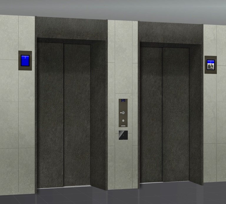 スムーズに移動できる横並び2基のエレベーター