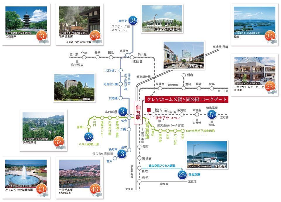 通勤や買い物、レジャーなど、仙台駅を中心に広がるスムースアクセス。