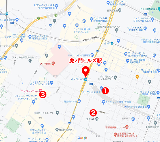 虎ノ門ヒルズ駅周辺の地図