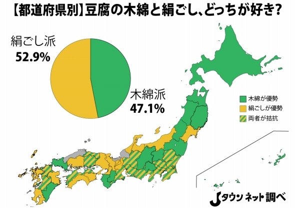 豆腐といえば？→東北「木綿」 関西「絹ごし」