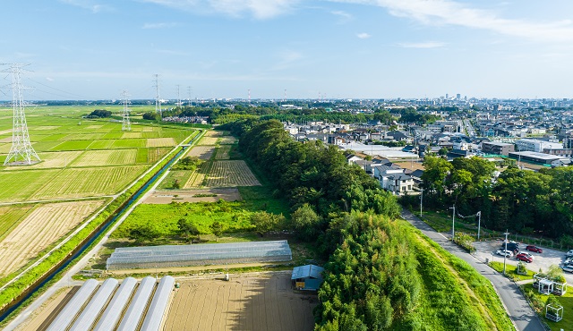 農地が広がるエリアは市街化調整区域に属します