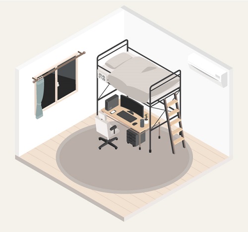 ロフトベッド下は書斎のような空間利用におすすめ