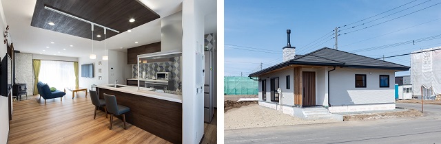 平屋に薪ストーブのある住まい(出典:プエルダホーム (株)ホクセイ・ホーム)
