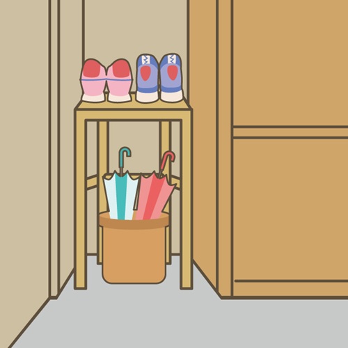 コンパクトなスペースでも棚などを活用してすっきりとまとめることができます