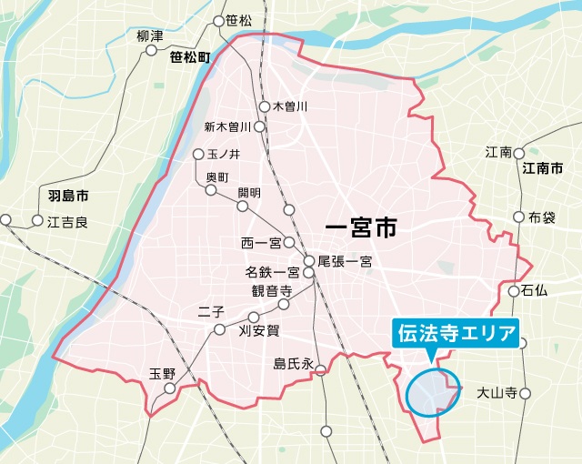 県内外への車移動に便利なエリアです
