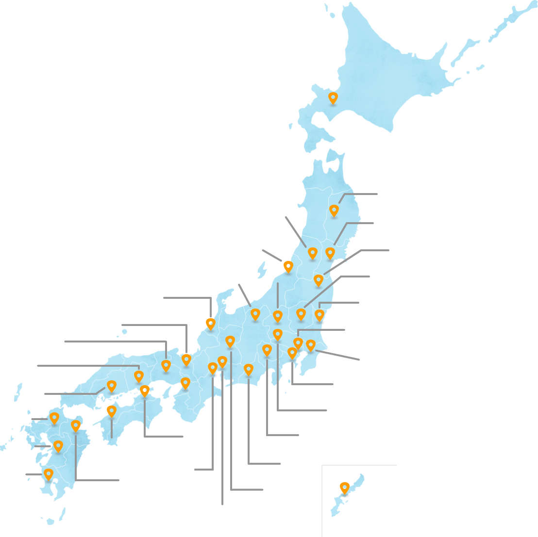 アットホーム株式会社の営業所在地のマップ