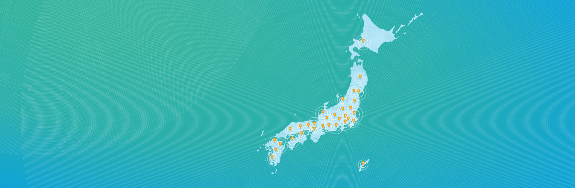 アットホームの不動産情報ネットワークが日本全土に広がるイメージ