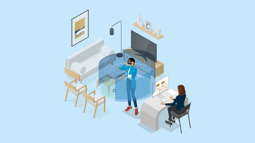 VR内見・パノラマを活用して現地に訪問せずに内見をするイメージ