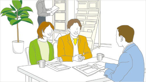 不動産契約におけるファイルや付箋などの業務ツールのイメージ