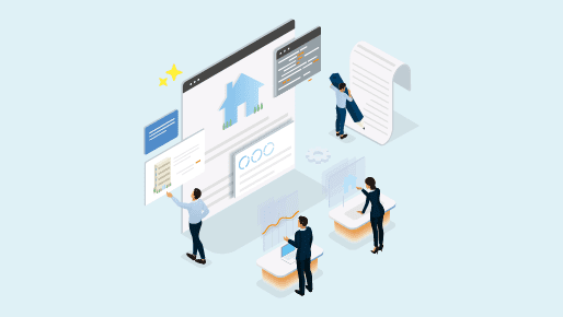 コンテンツ制作サービスを活用して不動産会社の自社ホームページの充実化を図るイメージ