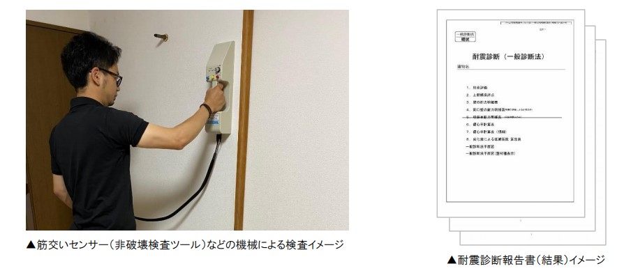 筋交いセンサー（非破壊検査ツール）などの機械による検査イメージ