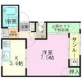 グリシーヌ １０３ １Kの間取り図