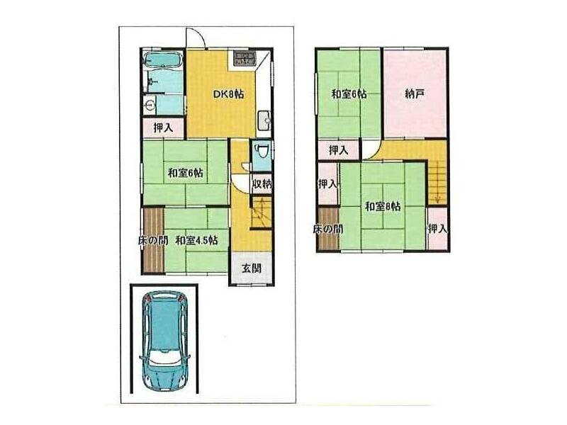 Kitakatsuragi County, Kamimaki Town, Hattoridai 3-chome (Shitomi Station) 2-story 4SDK