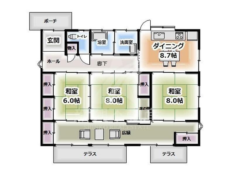 Miyakonojo City, Yamanokuchimachi Tomiyoshi, single-story, 3SDK