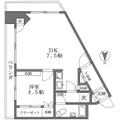 新宿区 市谷薬王寺町（牛込柳町駅） 12階 １DKの間取り図