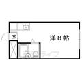 京都市北区 大北山鏡石町（北野白梅町駅） 4階 ワンルームの間取り図
