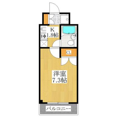居室広々７．３帖の１Kタイプ！