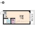 京都市右京区 太秦一ノ井町（花園駅） 3階 ワンルームの間取り図