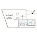 ｔｒｉａｓ２１０ ２０３ １DKの間取り図