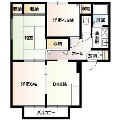 ファミリー向け５３m2の３ＤＫの間取り♪