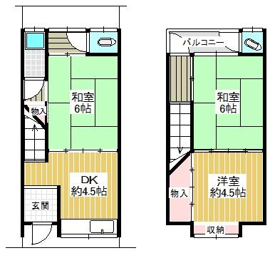Osaka City, Joto Ward, Suwa 2-chome (near Hanaten Station), 2-story building, 3DK &mdash; photo 1