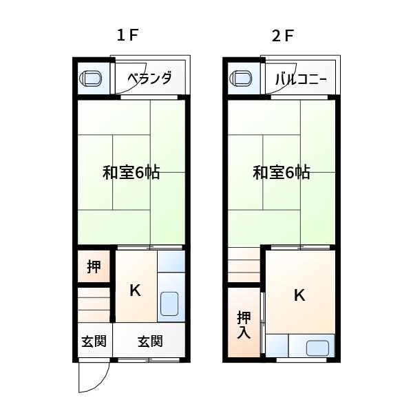 Osaka City, Minato Ward, Yunagi 1-chome (Asashiobashi Station), 2-story building, 3K &mdash; photo 1