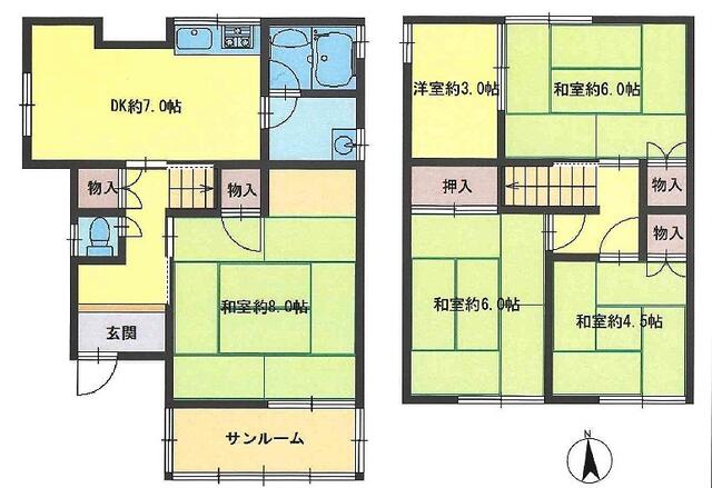 Akashi City, Uozumi-cho Nishikigaoka 2-chome (Uozumi Station), 2-story building, 5DK &mdash; photo 1