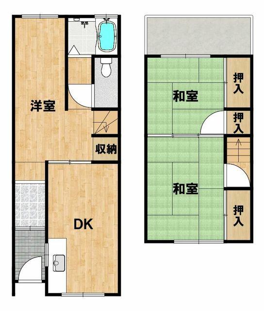 Hamaguchi Nishi 2-chome, Suminoe-ku, Osaka City (near Sumiyoshi Taisha Station) 2-story building, 3DK &mdash; photo 1