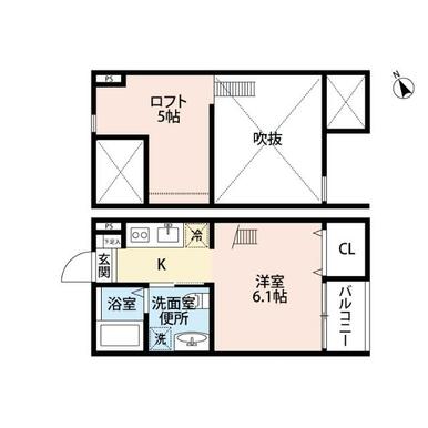 洋室６．２帖　ロフト５．１帖　家電ご用意できます　同型タイプ