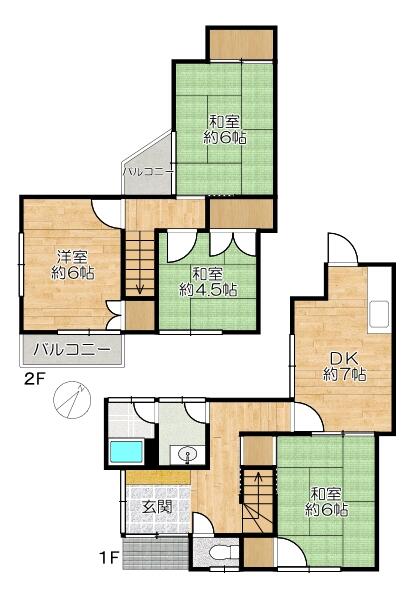 1-chome, Himuro-cho, Hyogo-ku, Kobe City (Minatogawa Park Station) 2-story building, 4DK &mdash; photo 1