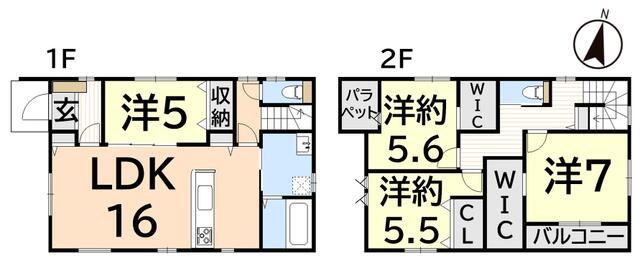 大分市 星和台２丁目（敷戸駅） 2階建 ４ＬＤＫ