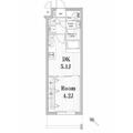 新宿区 市谷鷹匠町（市ケ谷駅） 3階 １DKの間取り図
