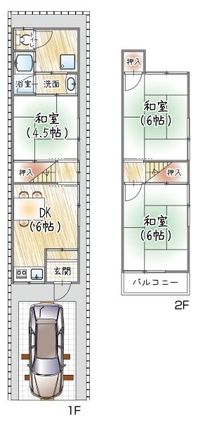 Yasuda 4-chome, Tsurumi-ku, Osaka City (near Tsurumi-ryokuchi Station) 2-story building, 3DK &mdash; photo 1