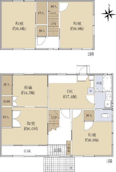 Tsushima Honmachi, Kita Ward, Okayama City (near Okayama Station) 2-story building, 5DK &mdash; photo 1