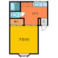 ボ・ヌール・トワⅠ 2-Ｄ １DKの間取り図