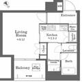 サンヴェール人形町グランデ 2階 １Kの間取り図