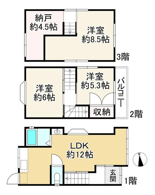Amagasaki City, Daisho Kita 5-chome (Tachibana Station), 2-story building, 3SLDK &mdash; photo 1