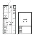 Ｔｅｆｉｔｉ 2階 ワンルームの間取り図