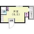 西宮市 甲子園高潮町（久寿川駅） 2階 ワンルームの間取り図